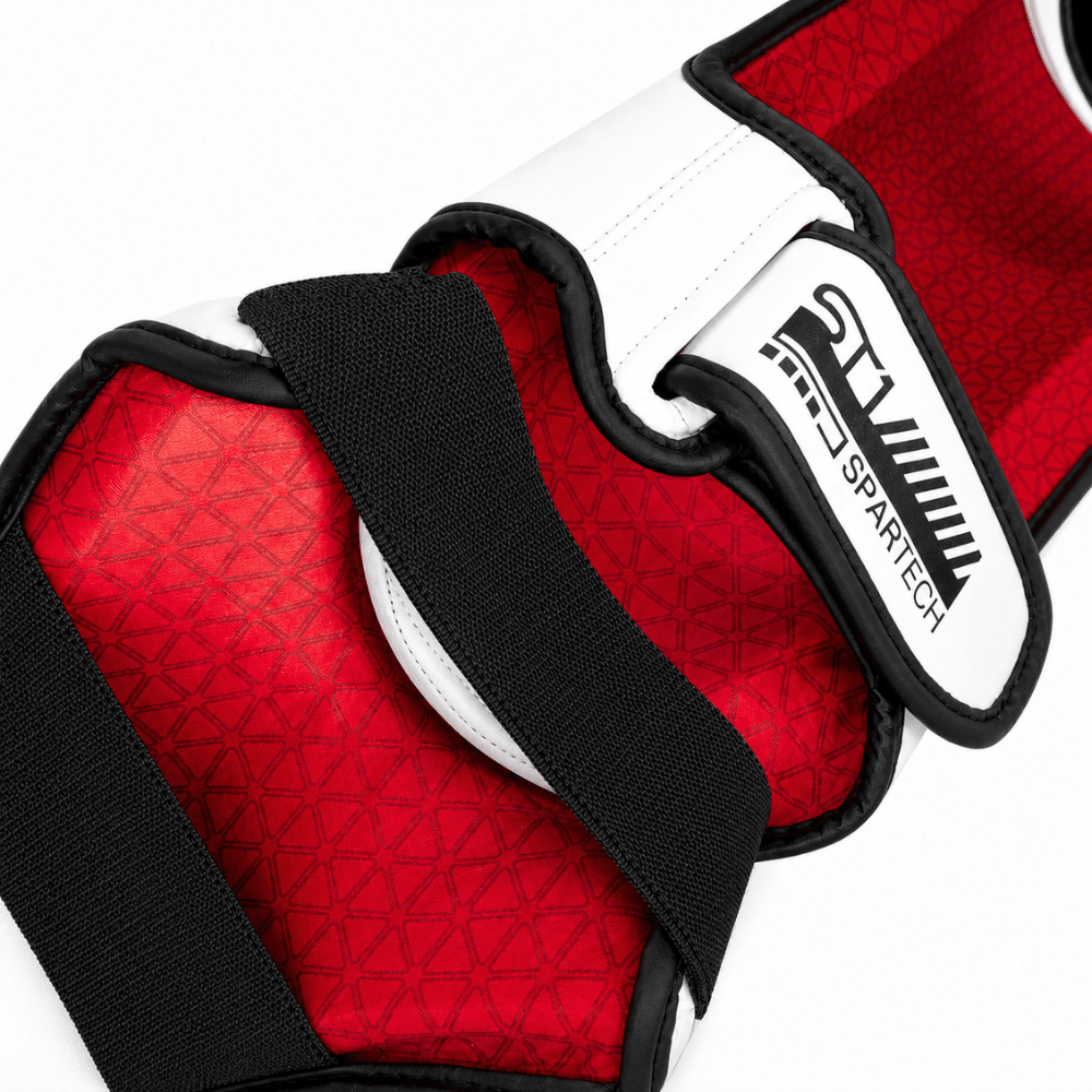 Playerz SparTech Shin Guards - White/Black - Playerz Boxing