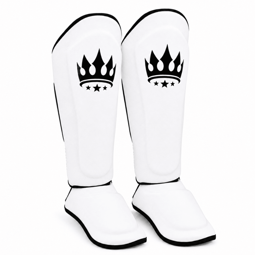 Playerz SparTech Shin Guards - White/Black - Playerz Boxing